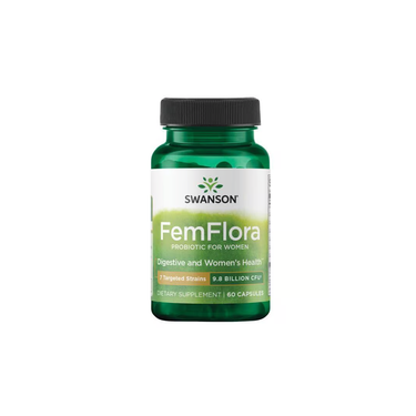 Swanson FemFlora Probiotic For Women, 60 capsules, supports digestive and women's health with Lactobacillus strains.